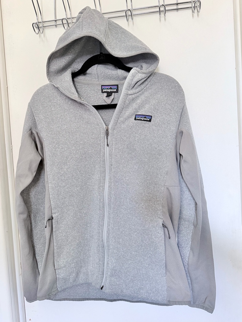 Patagonia Light Gray Fleece Hoodie with Logo